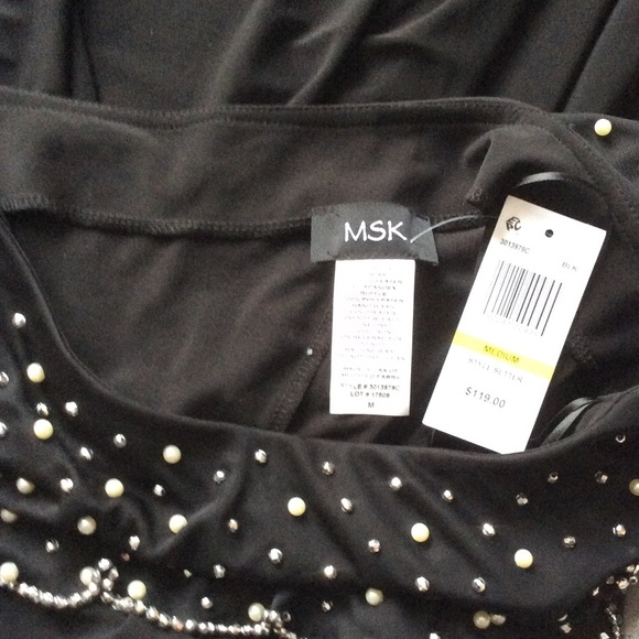 NWT MSK Pearl Embellished One Shoulder Dress - Picture 7 of 7